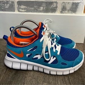 “New” Youth Nike Free Run 2 Sneaker / Blue Orange Midnight Navy